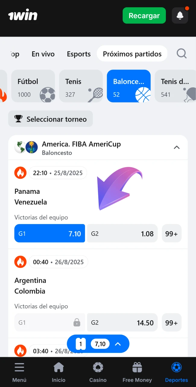 Encuentra la sección de baloncesto en el sitio web de 1win.