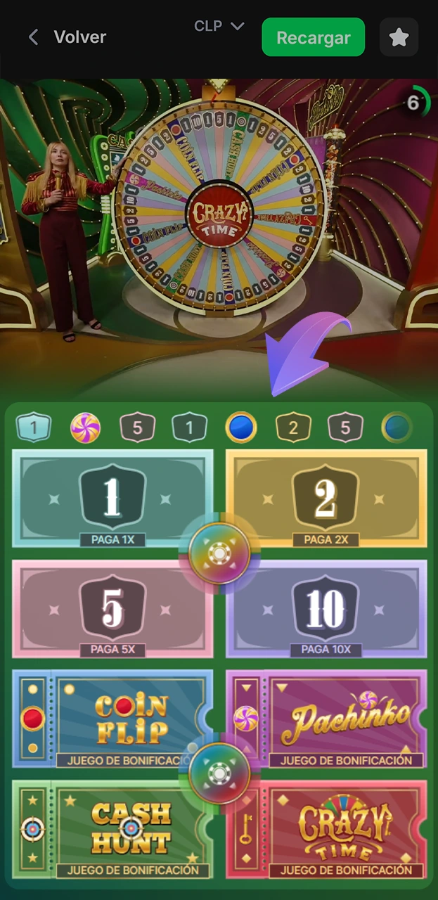 Elige tus apuestas y comienza tu viaje por el mundo de Crazy Time con 1win.