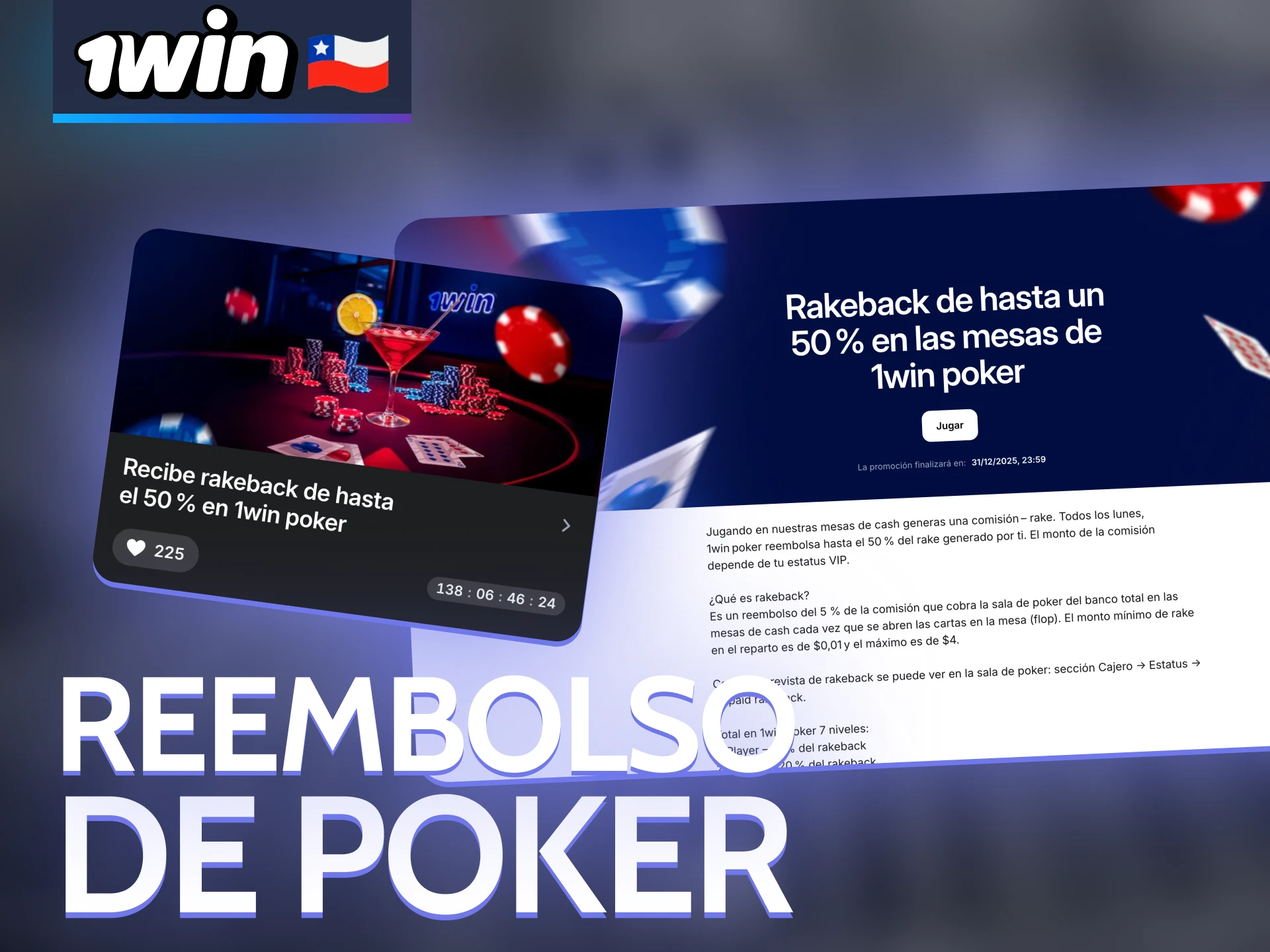 Juegue al póquer y reciba devoluciones semanales en 1win.