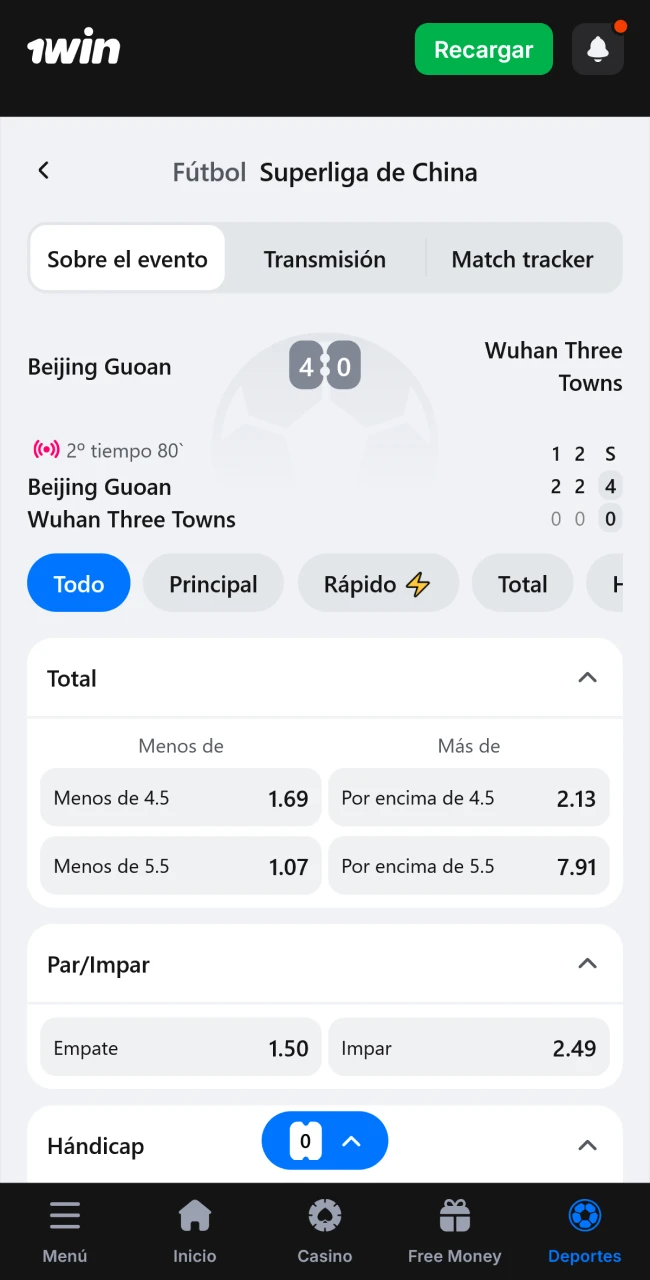 Investiga las diferentes apuestas disponibles en 1win para el encuentro de fútbol que seleccionaste.