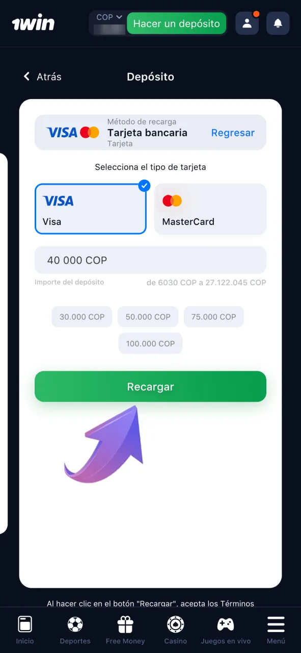 Haz un depósito en 1Win y empieza a jugar sin límites.