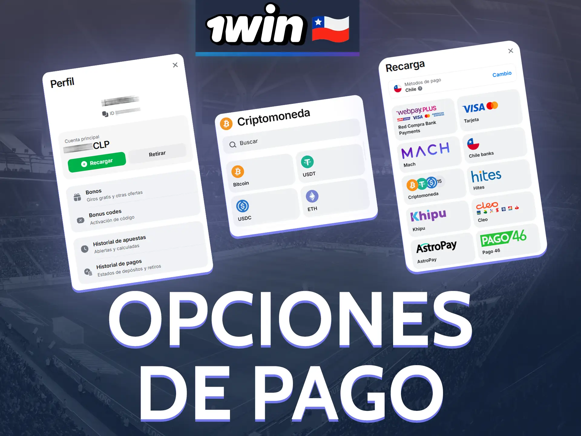 El sitio web oficial de 1win en Chile ofrece una amplia gama de métodos de pago.