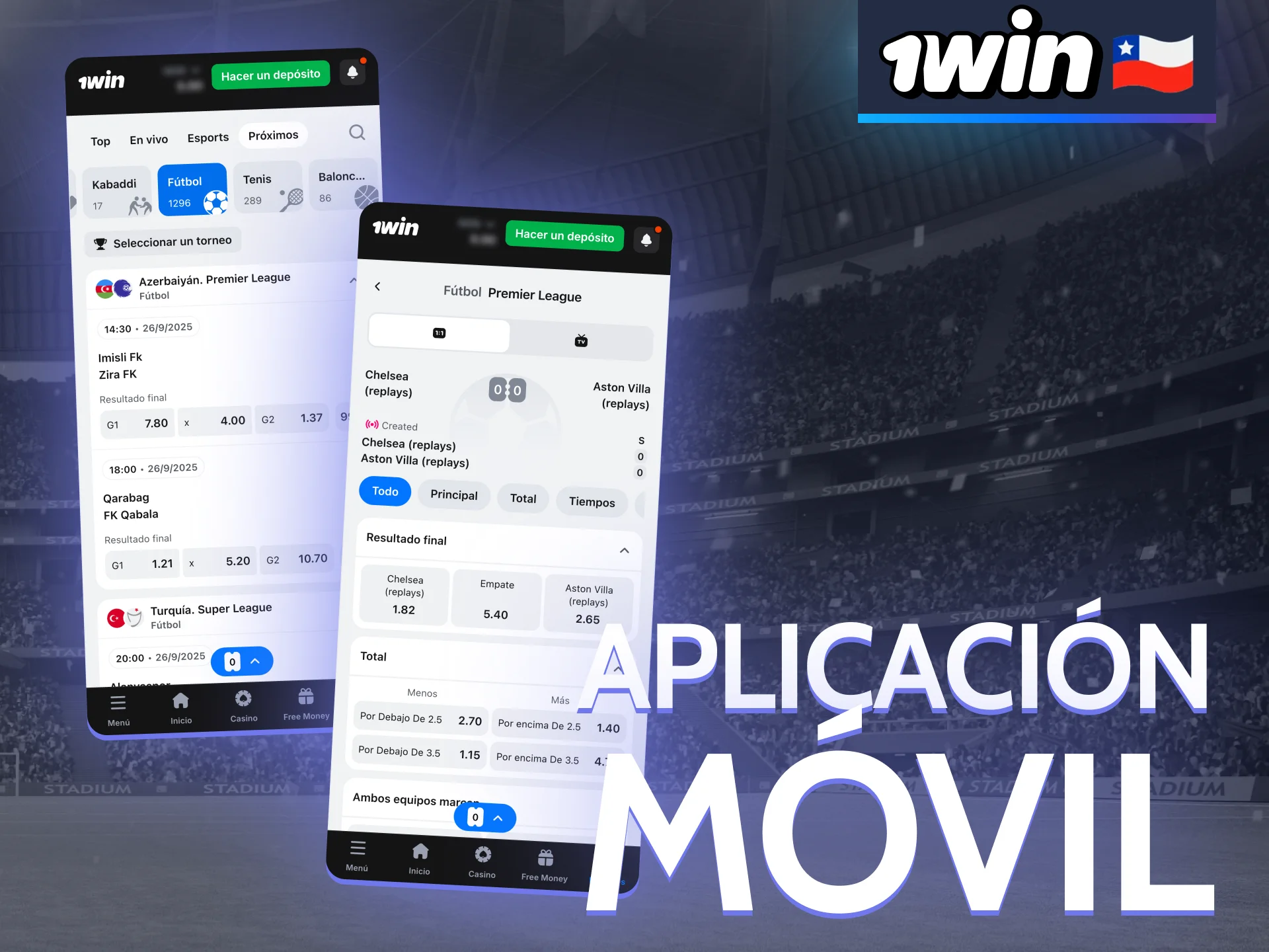 La aplicación 1Win ofrece una experiencia completa de apuestas de fútbol.