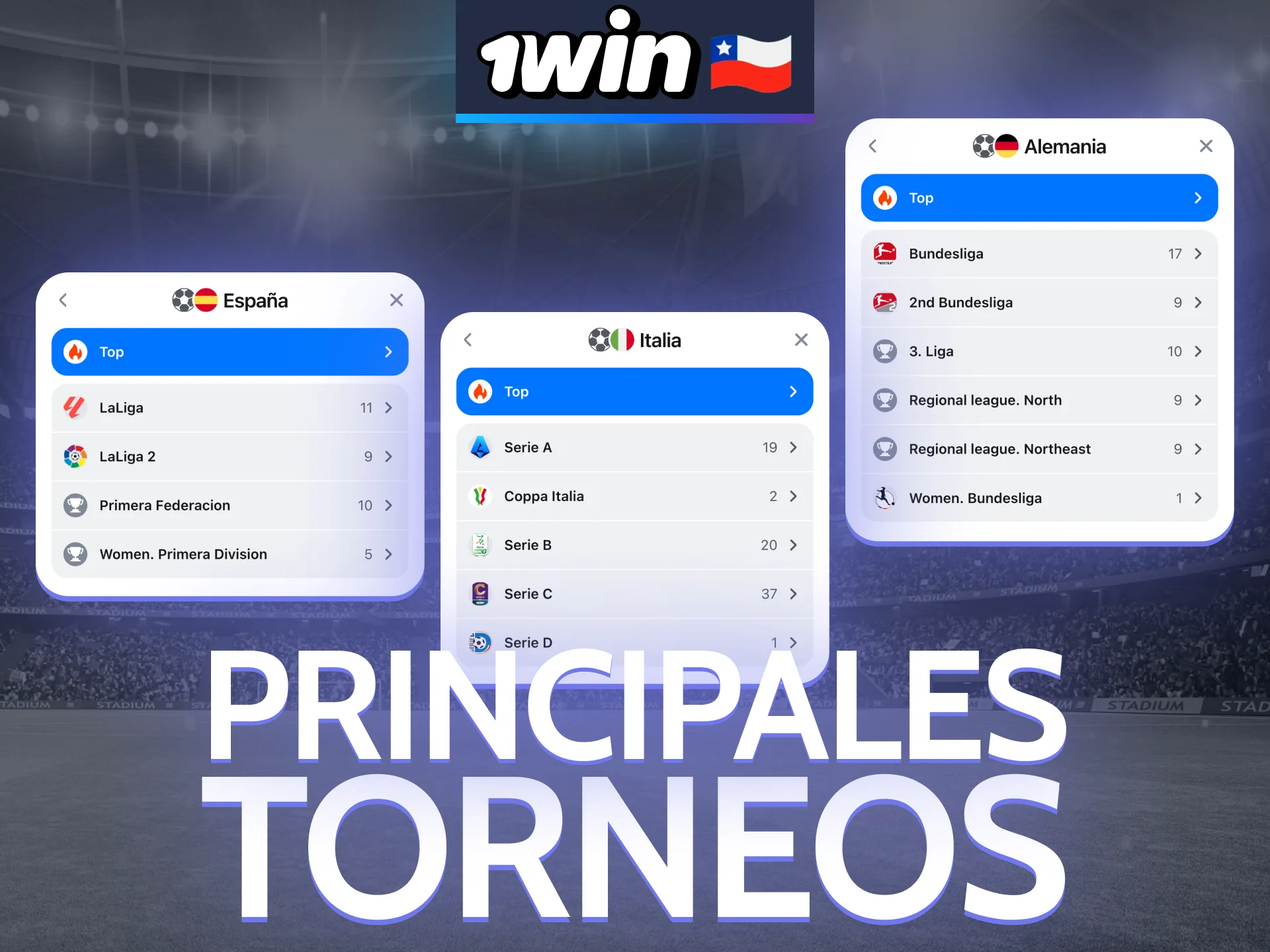 Los torneos más populares están disponibles para apostar en la plataforma 1win.