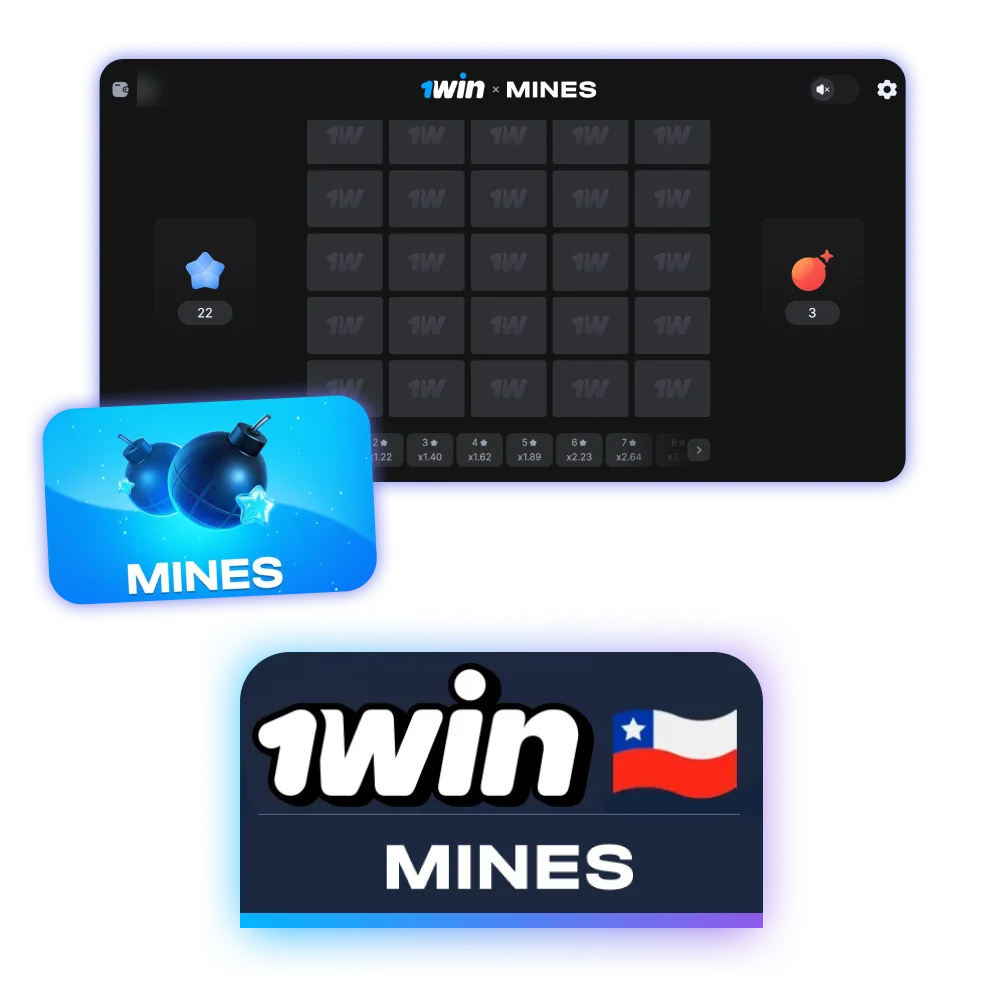 El juego Mines está disponible entre otros juegos en 1win.
